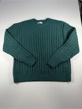 Hollister "Emerald Green" Chunky Cable Knit Stretch Pullover Sweater Size S